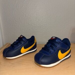 Nike Infant Blue and Yellow Cortez Sneakers